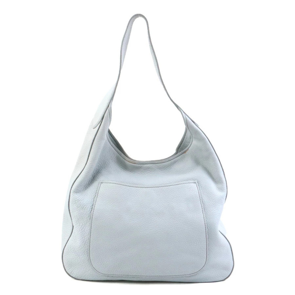 Prada Vitello Daino Front Pocket Shoulder Bag pebbled leather gray